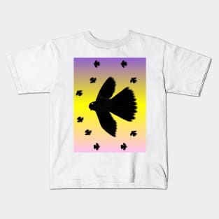 Pattern. Black Morph Fantail. New Zealand Bird Species Kids T-Shirt